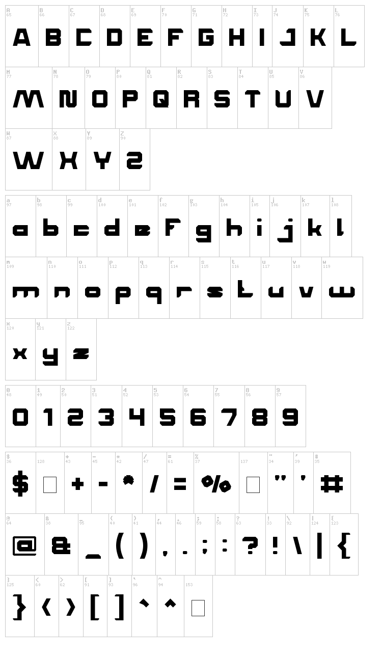 House Music font map